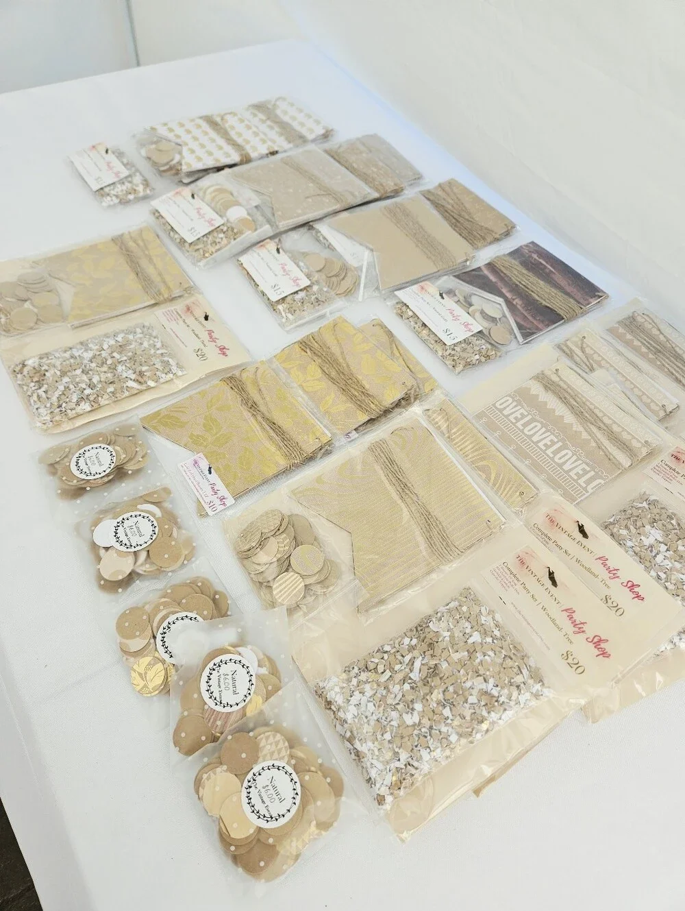 Wholesale LOT Neutral Wedding, Beige & Gold Confetti & Decorative Paper Packs